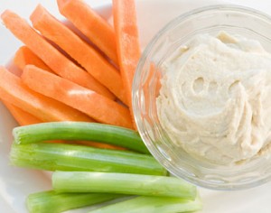 Healthy Snack Carrots celery and hummus