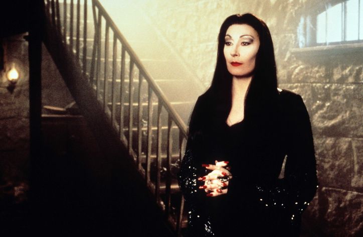 Angelica Huston as Morticia Addams in The Addams Family.